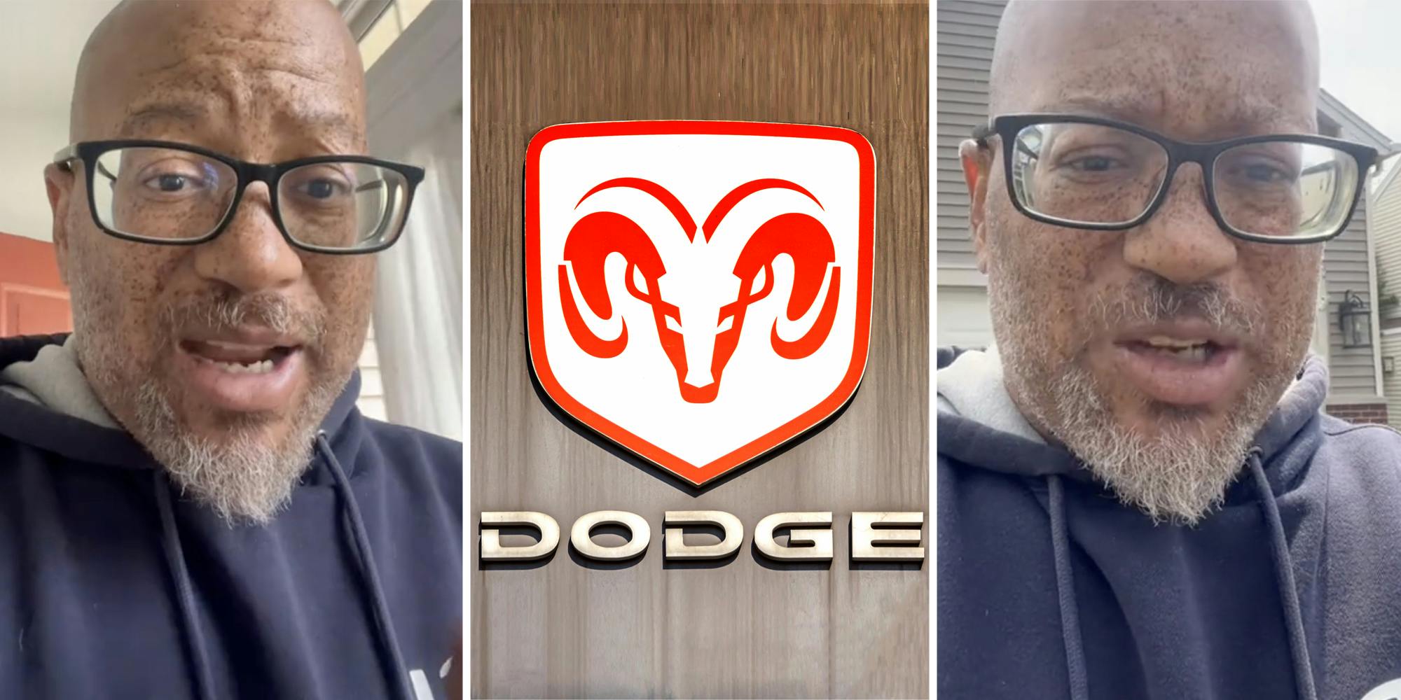 Man talking(l+r), Dodge Ram sign(c)