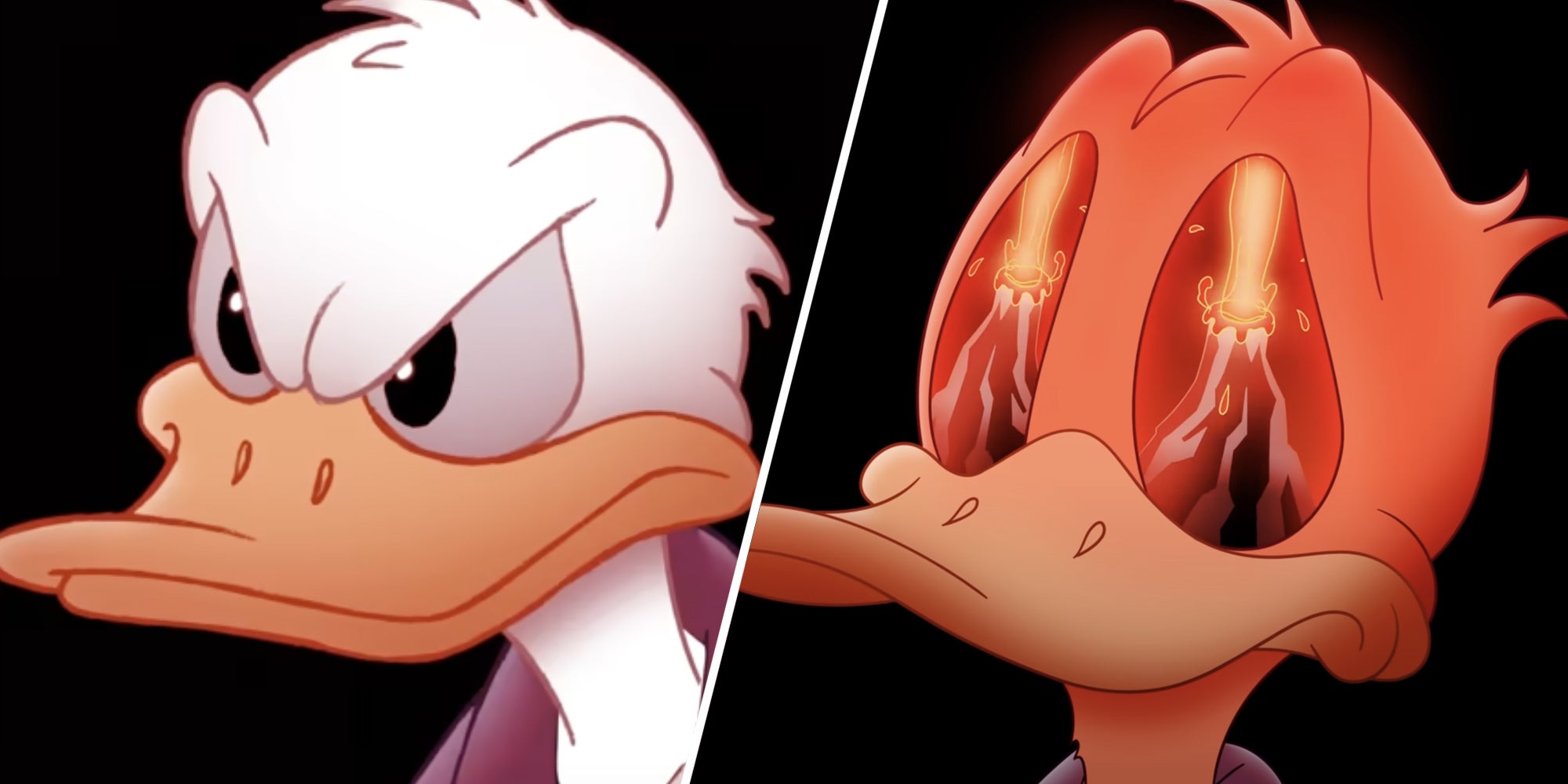 hot ones, Donald Duck(l), Donald Duck with volcano eyes(r)