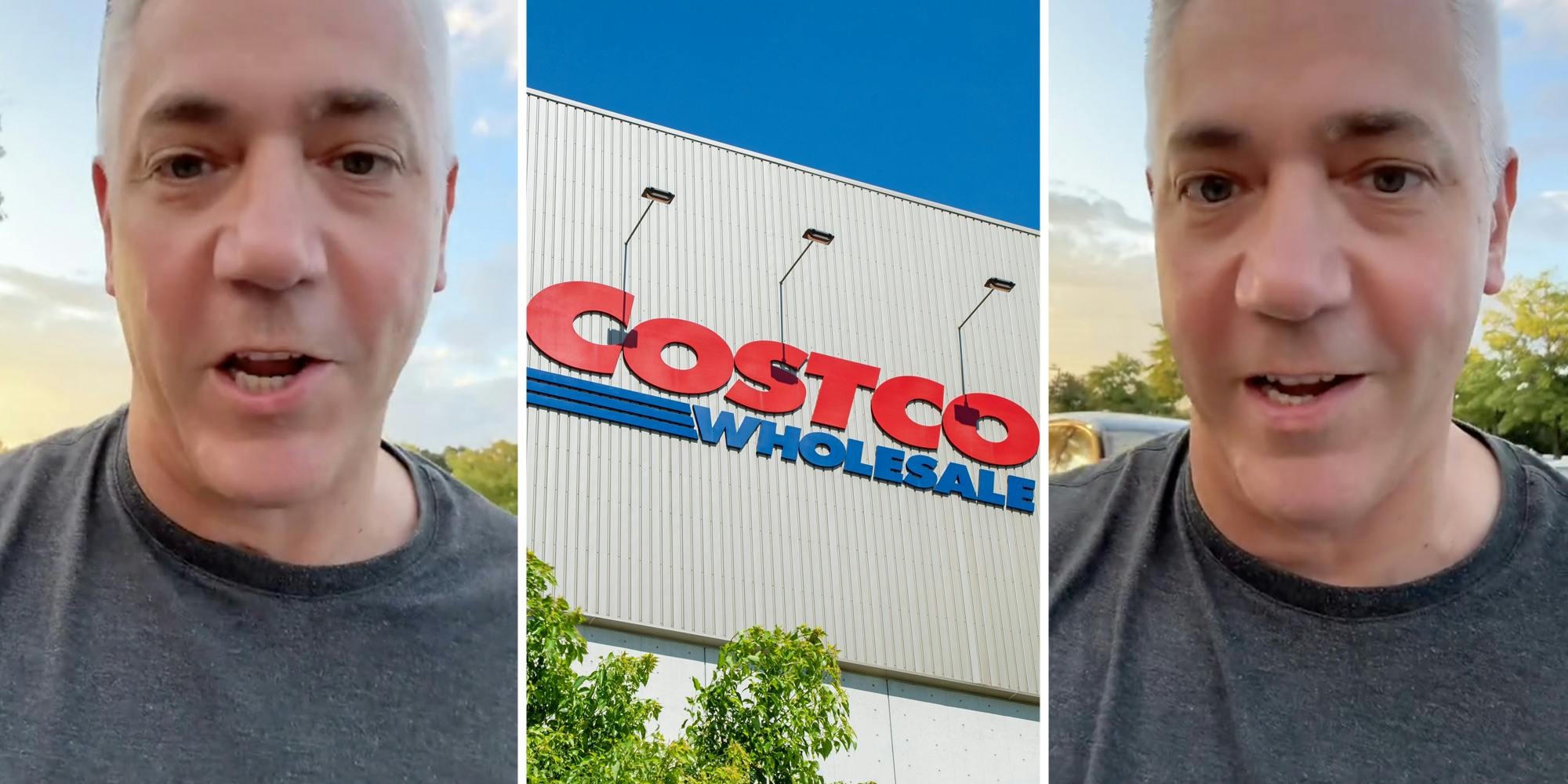 Man talking(l+r), Costco sign(c)