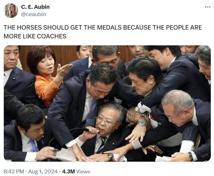 Funny Olympics meme with the photo from the Japanese parliament.