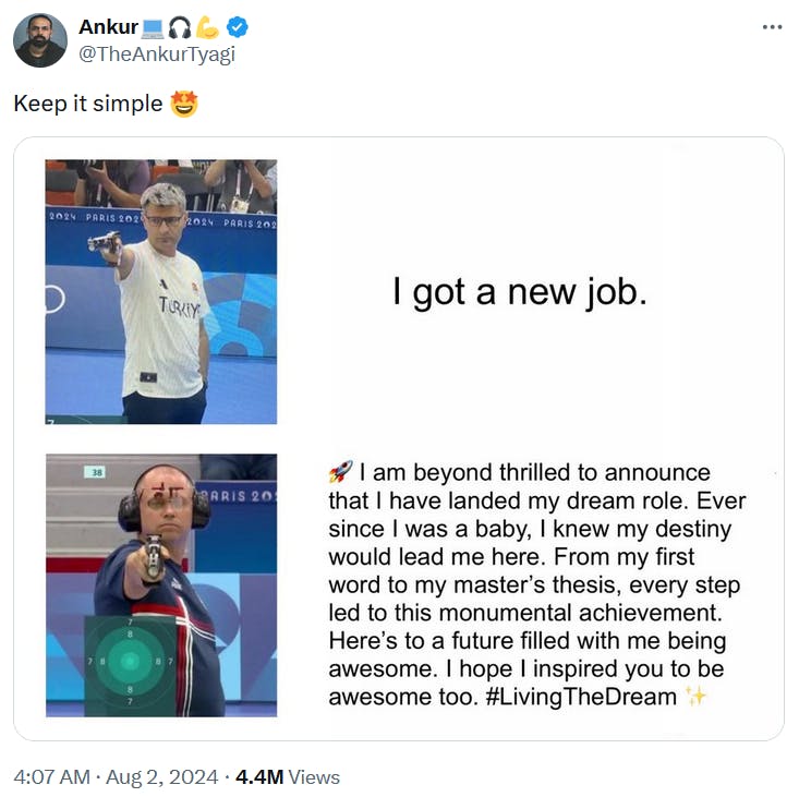 Funny Olympics Yusuf Dikec meme about new job announcements.