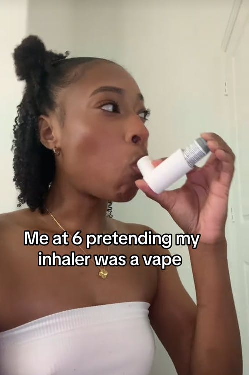 Galaxy Gas whippets meme about pretending to vape with an inhaler.