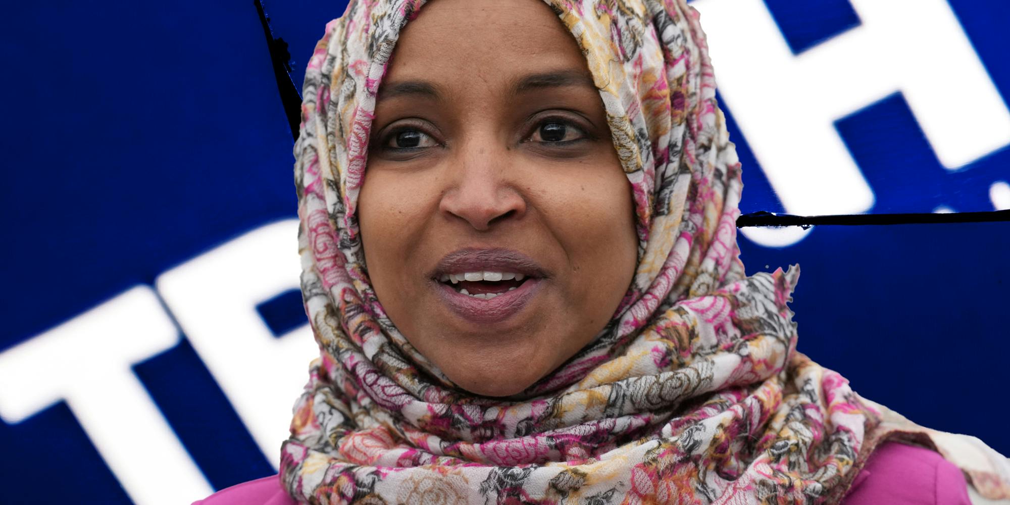 Ilhan Omar over broken truth social logo