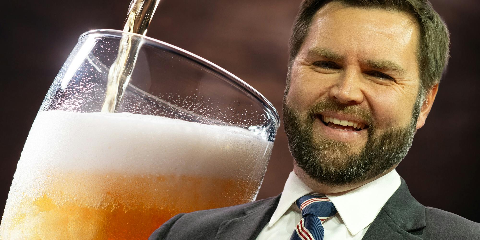 JD Vance in front of beer