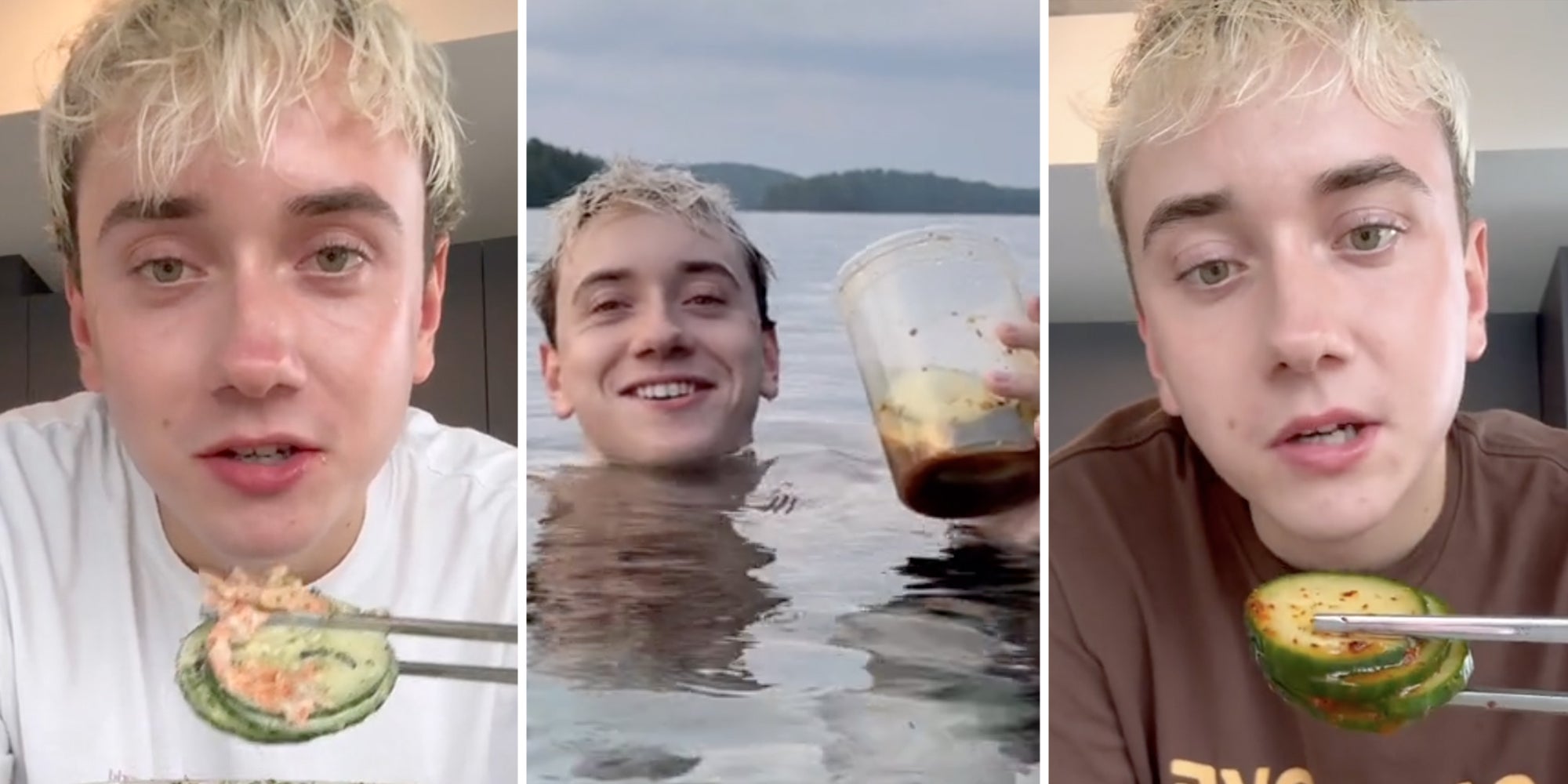 Three split of Logan with cucumbers