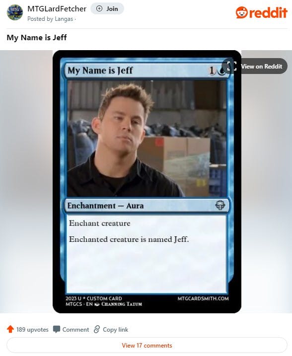 my name is jeff magic the gathering card