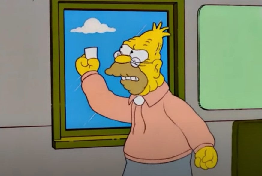 Abe Simpson with license yelling at cloud