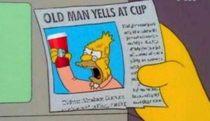 old man yells at cup