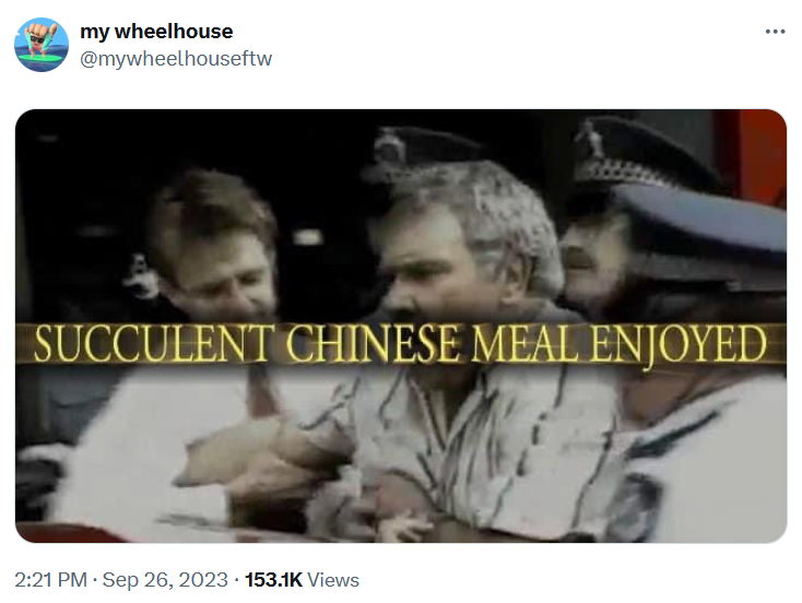 Succulent Chinese meal meme reading 'succulent Chinese meal enjoyed.'