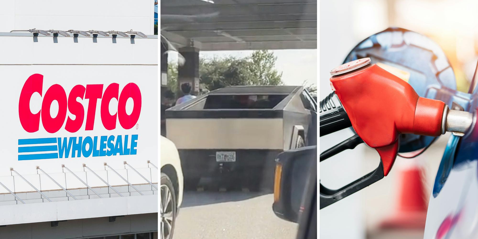 Why is this Tesla Cybertruck standing in line at the gas station?