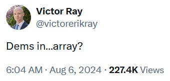 Tweet reading 'Dems in…array?'