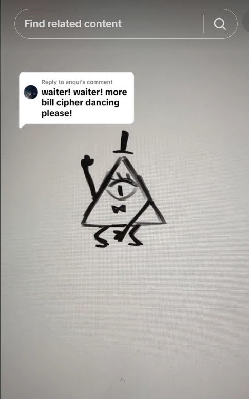 'waiter waiter more bill cipher dancing please' meme