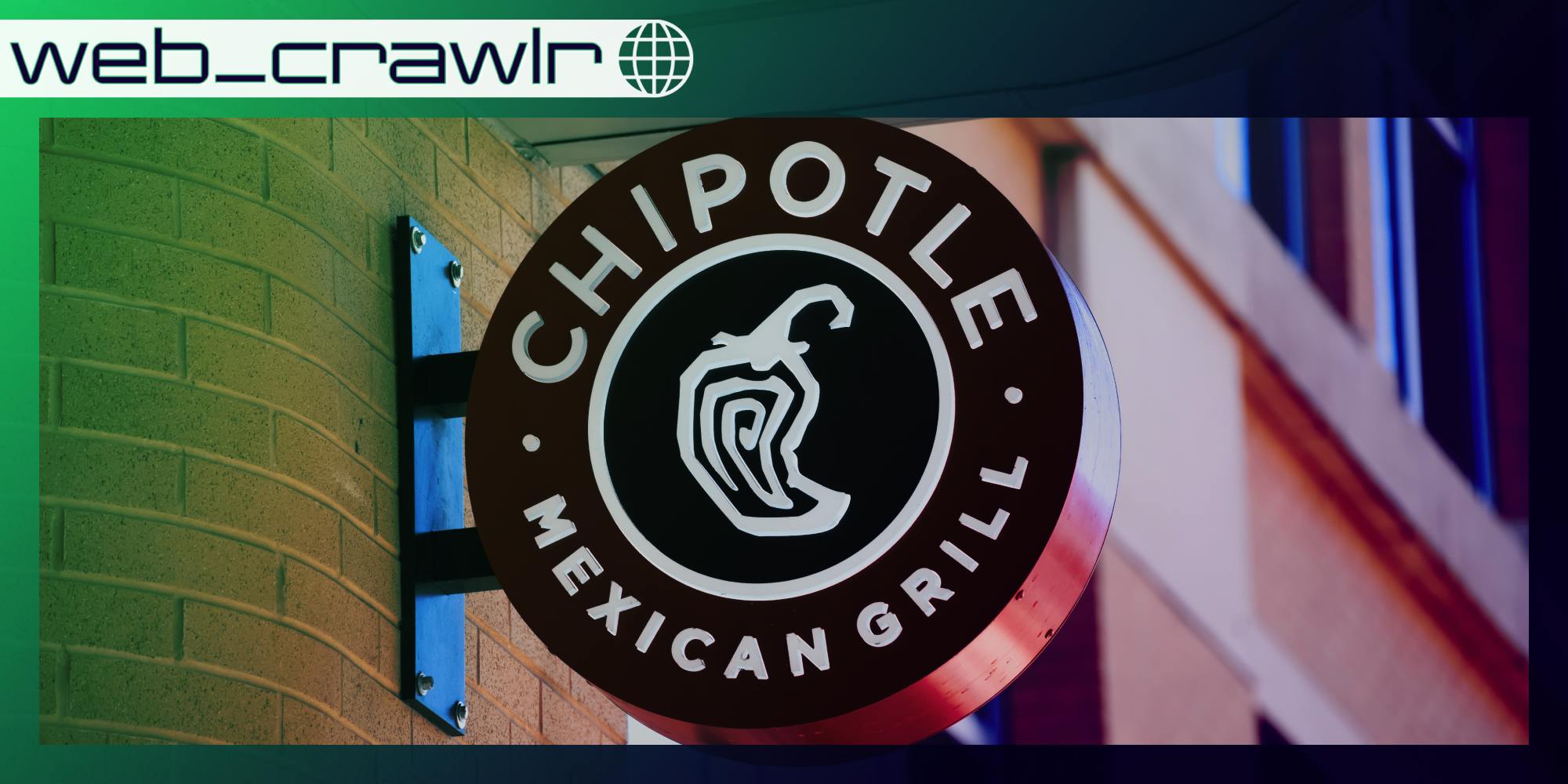 A Chipotle sign. The Daily Dot newsletter web_crawlr logo is in the top left corner.