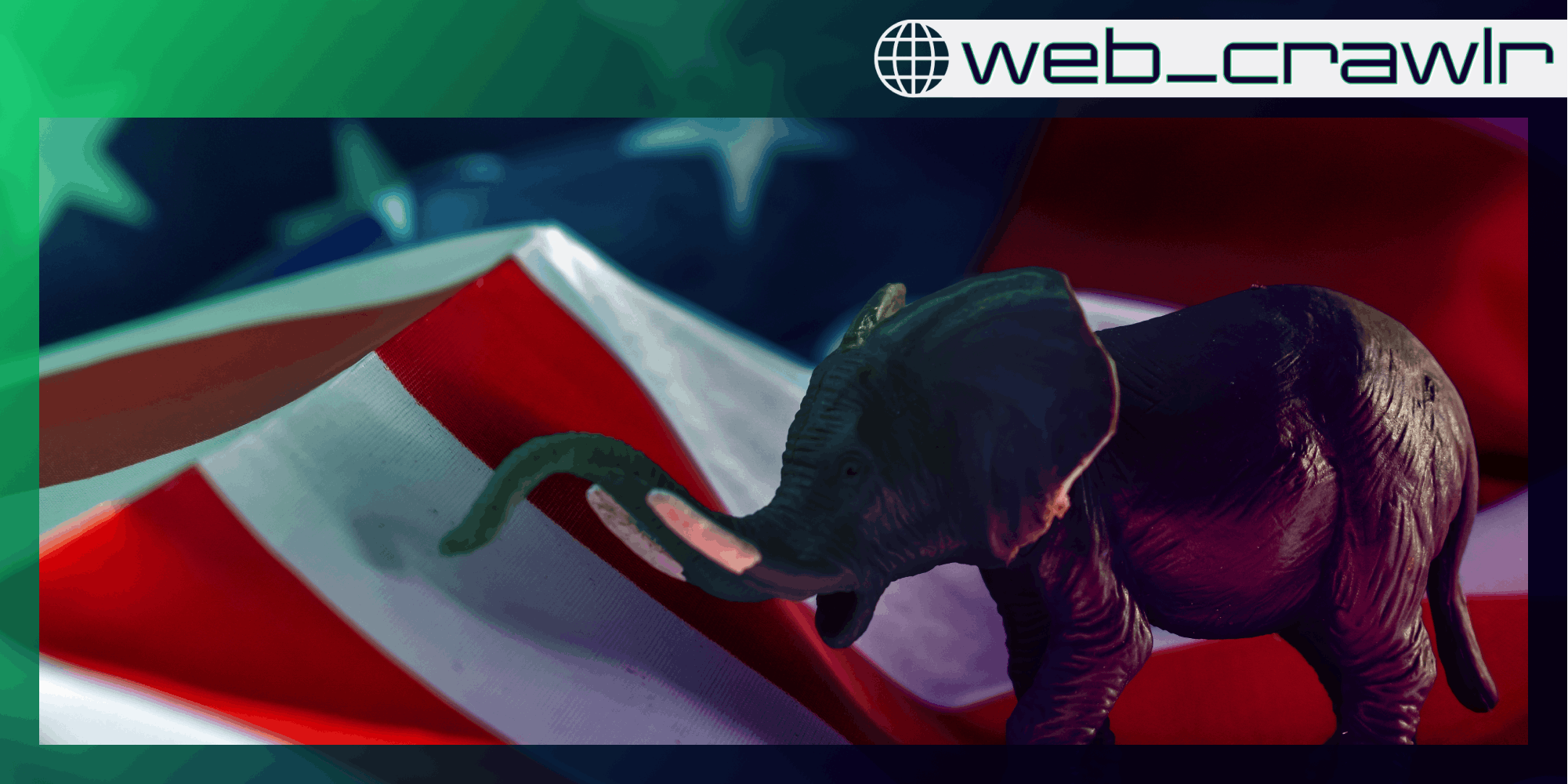An elephant on an American flag. The Daily Dot newsletter web_crawlr logo is in the top right corner.