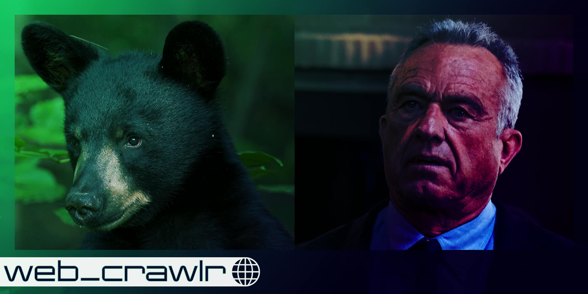 A bear next to RFK Jr. The Daily Dot newsletter web_crawlr logo is in the bottom left corner.