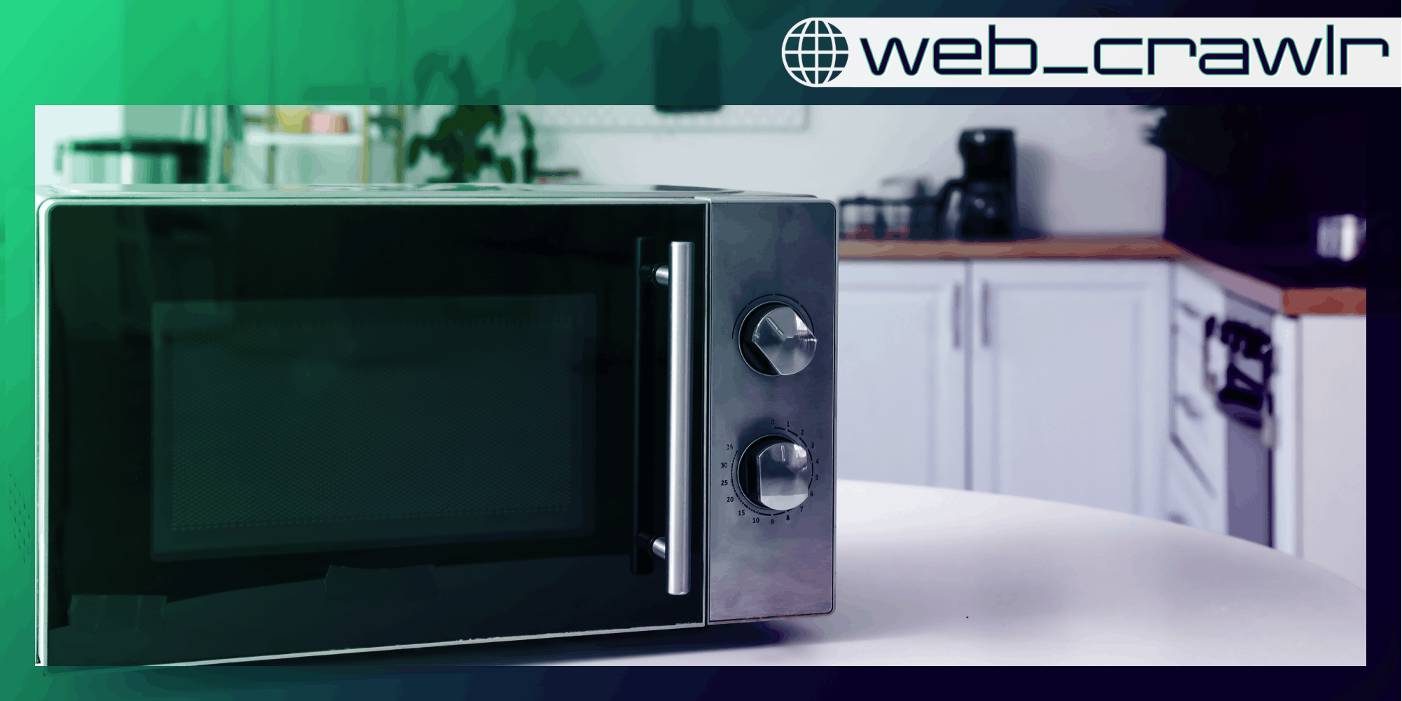 A microwave oven on a table. The Daily Dot newsletter web_crawlr logo is in the top right corner.