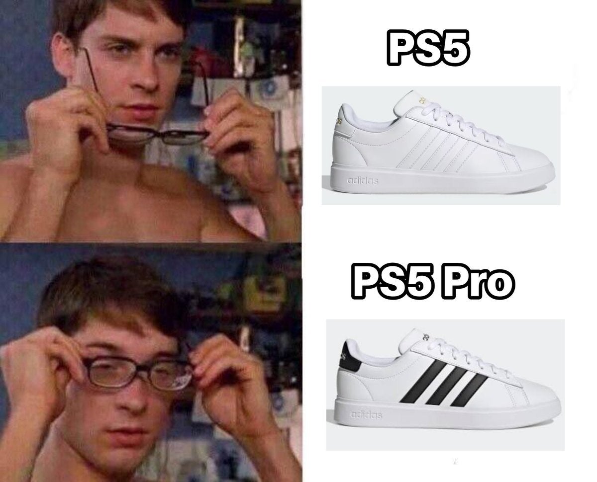 PlayStation 5 Pro Adidas meme with Toby Maguire