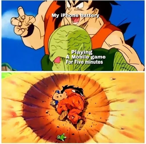 Yamcha death pose meme regarding mobile games