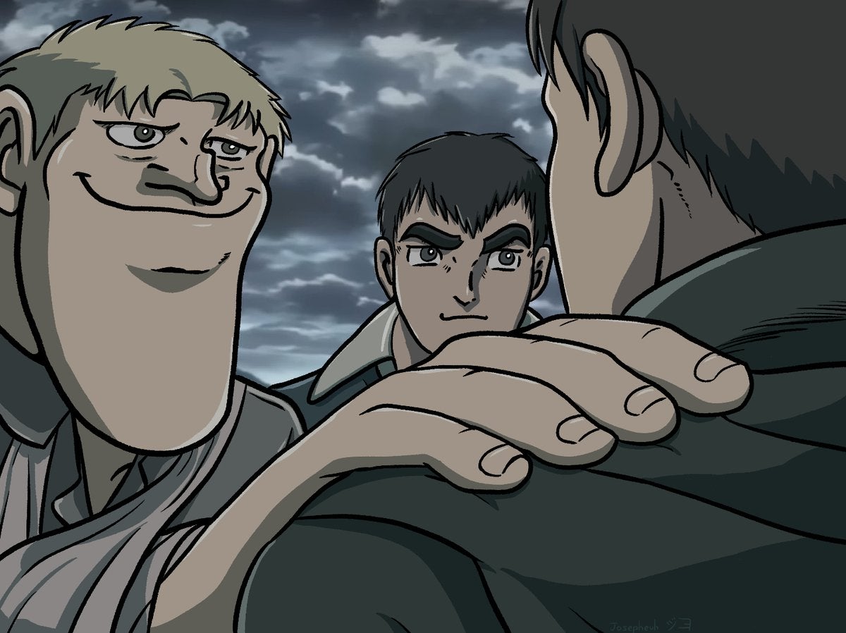 Akakichi no eleven redraw meme Attack on Titan variation