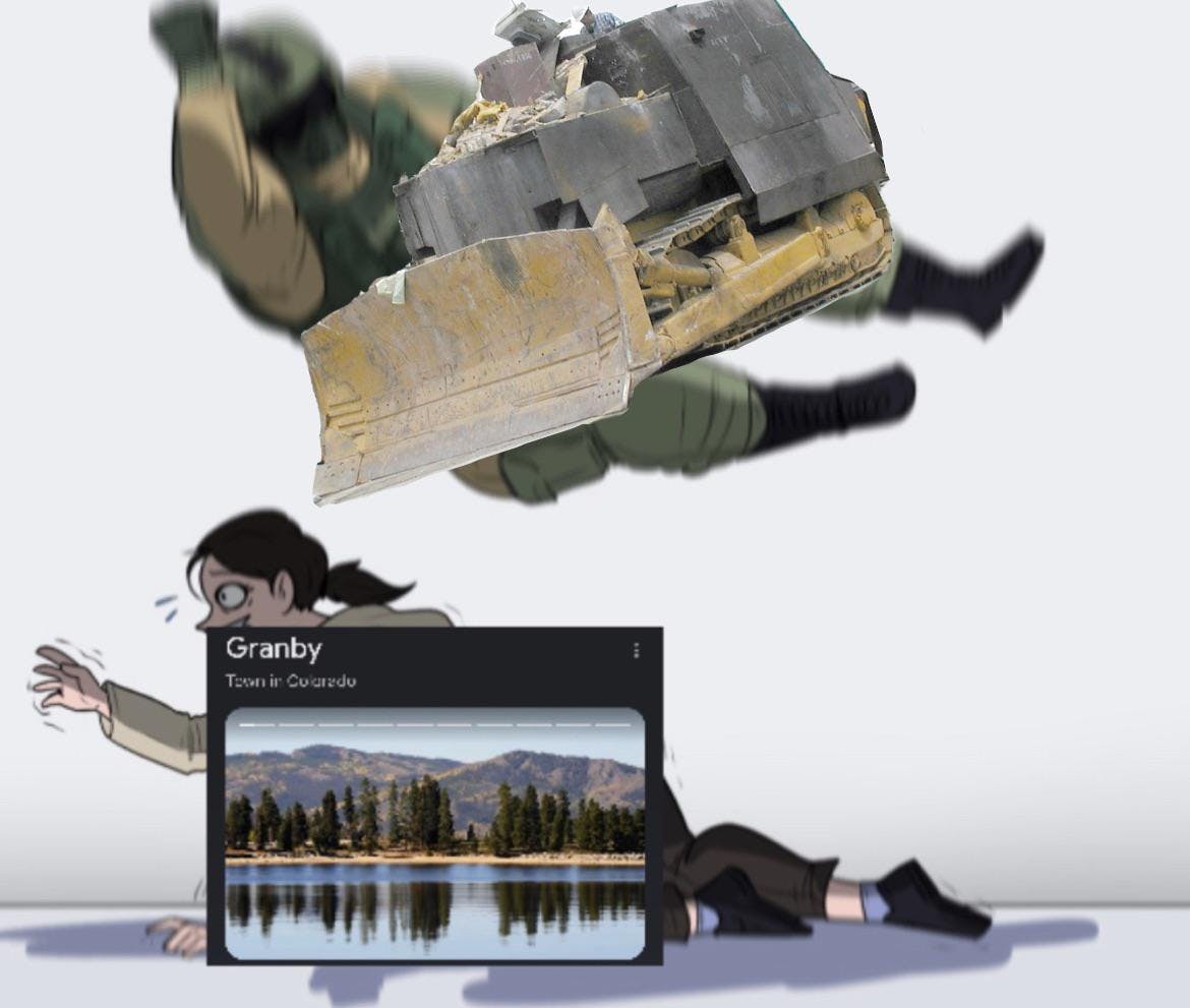 Killdozer body slamming Granby meme