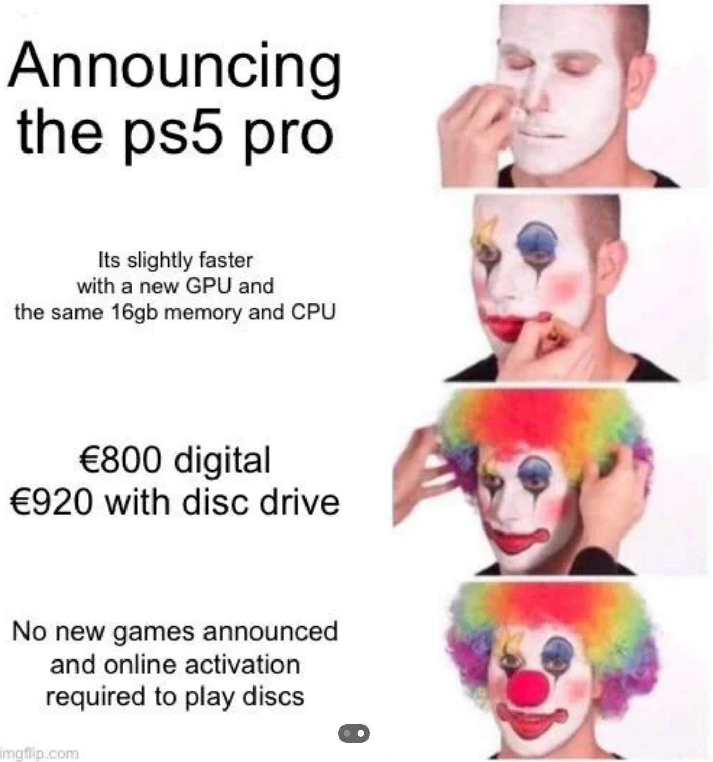 PlayStation 5 pro clown makeup meme