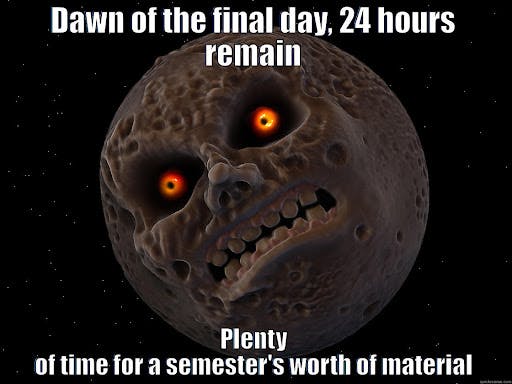 Dawn of the final day meme regarding studying