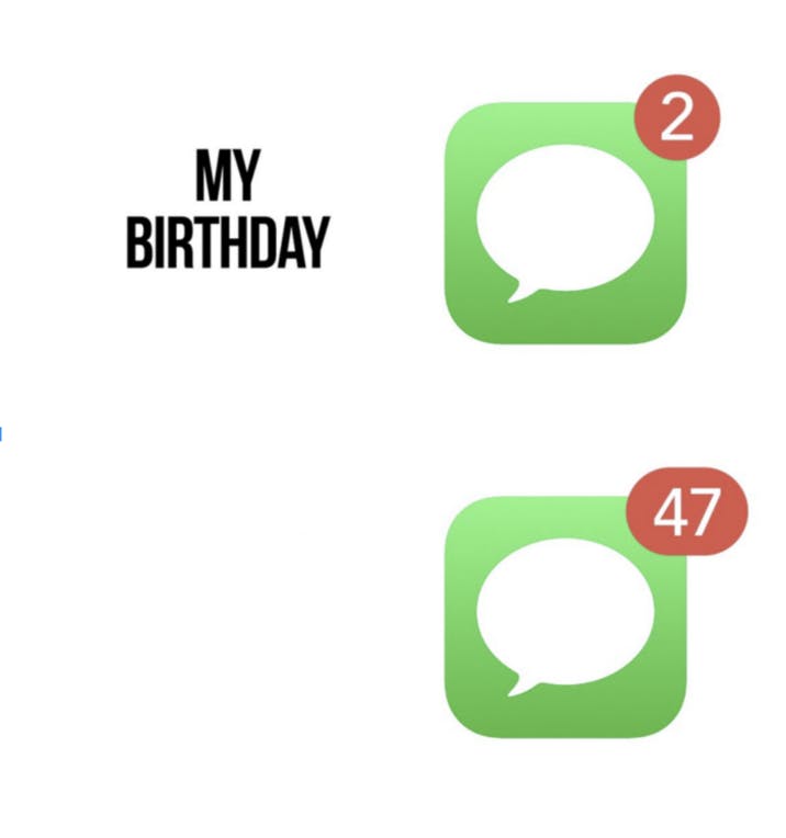 2 vs. 47 iMessage meme template.