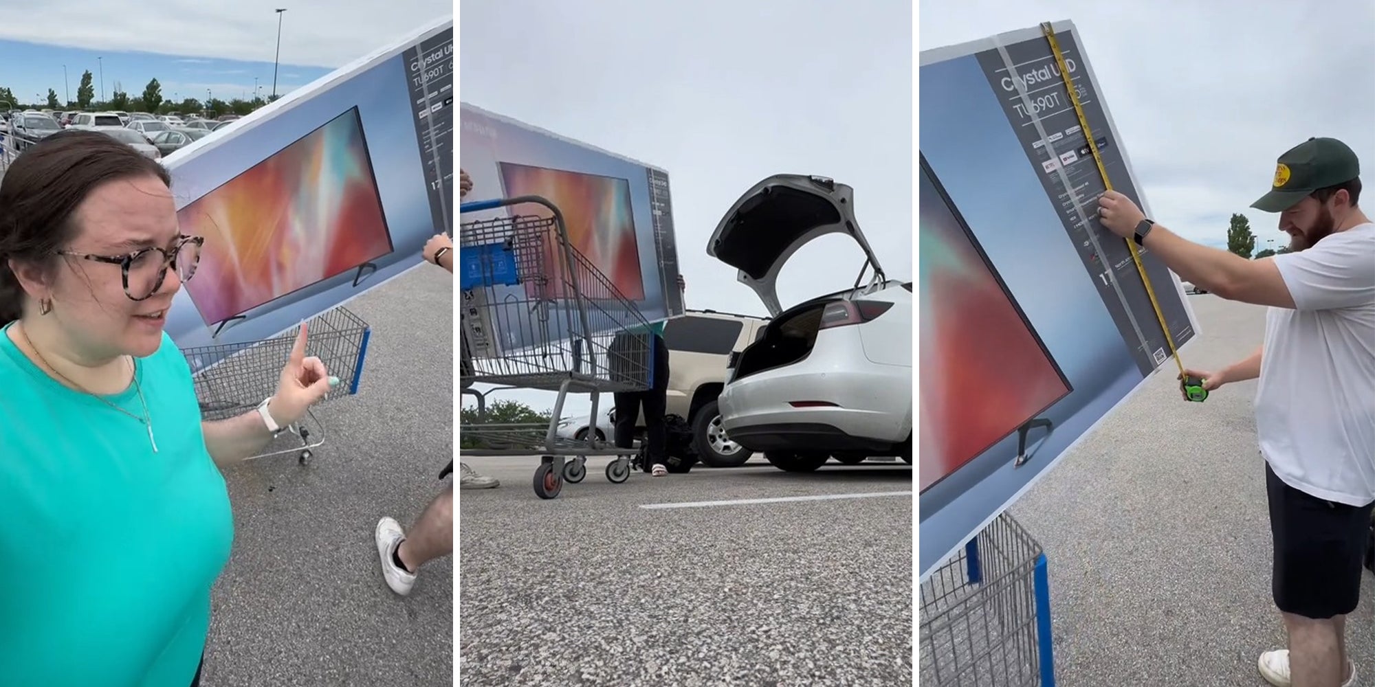 customer buys 65-inch Samsung TV for $250. Then she tries to load it onto her Tesla