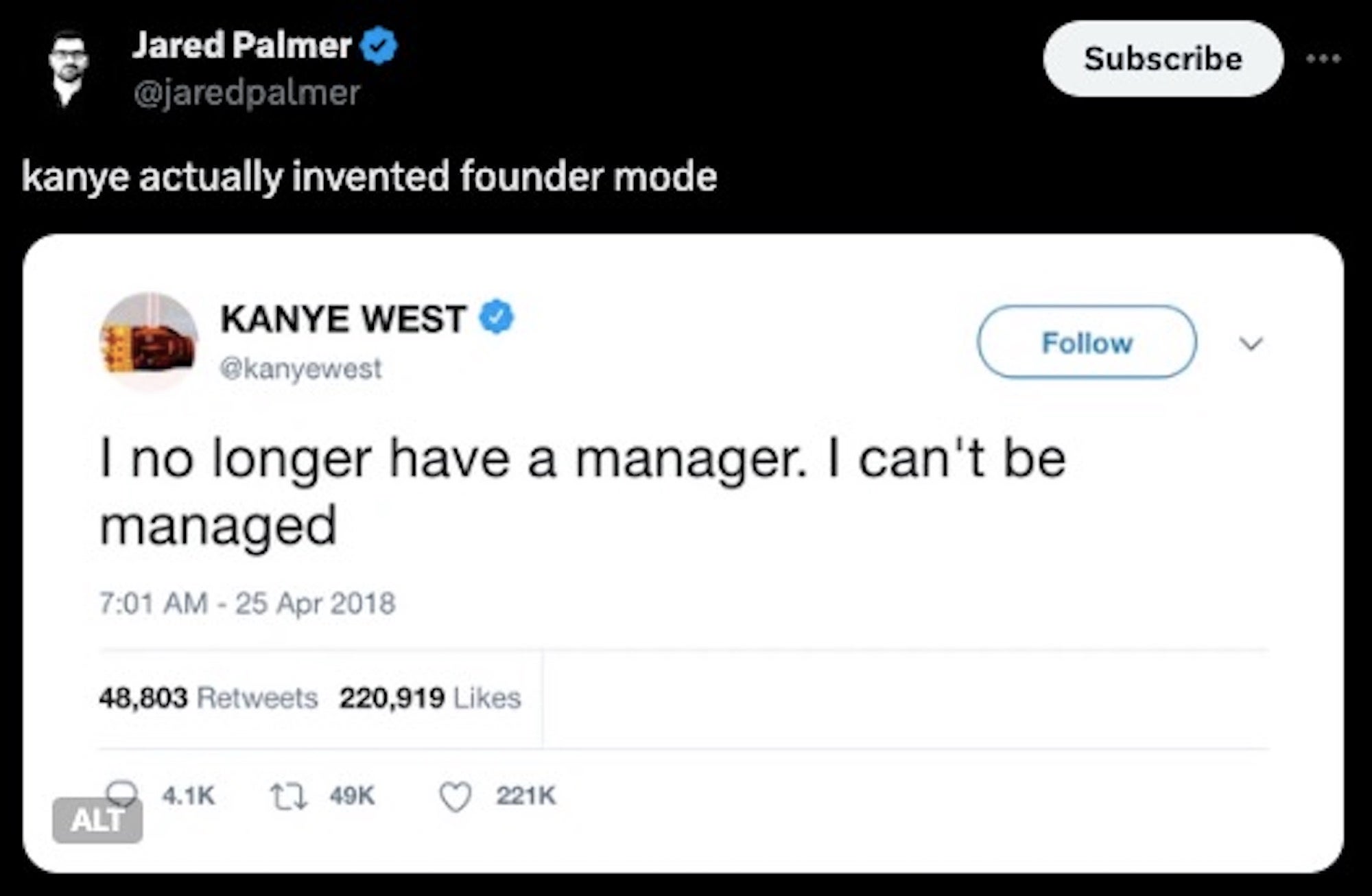 Founder meme about Kanye west