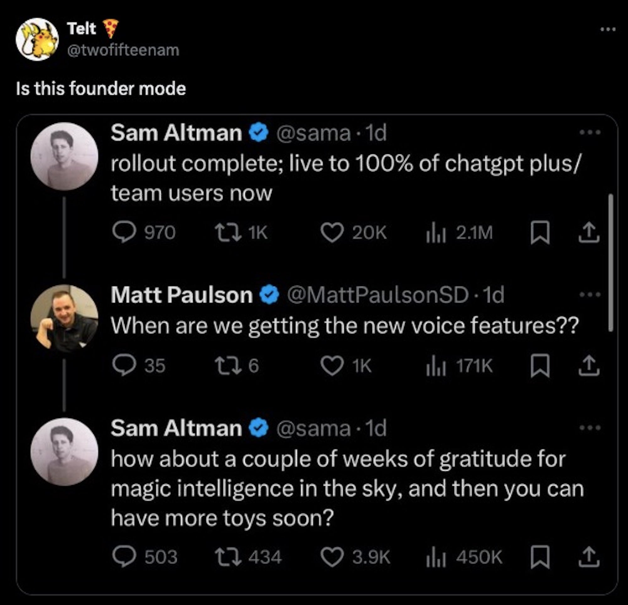 Founder meme making fun of Sam Altman