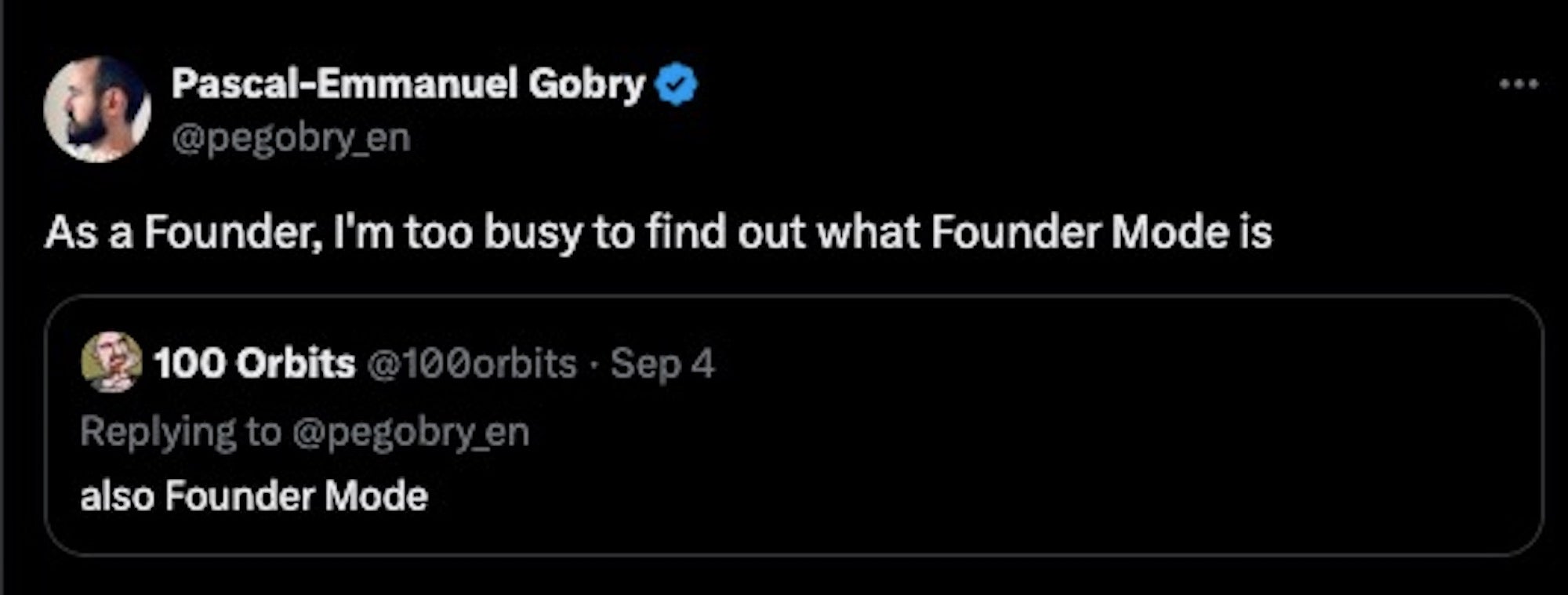 Founder mode joke about being too busy as a founder