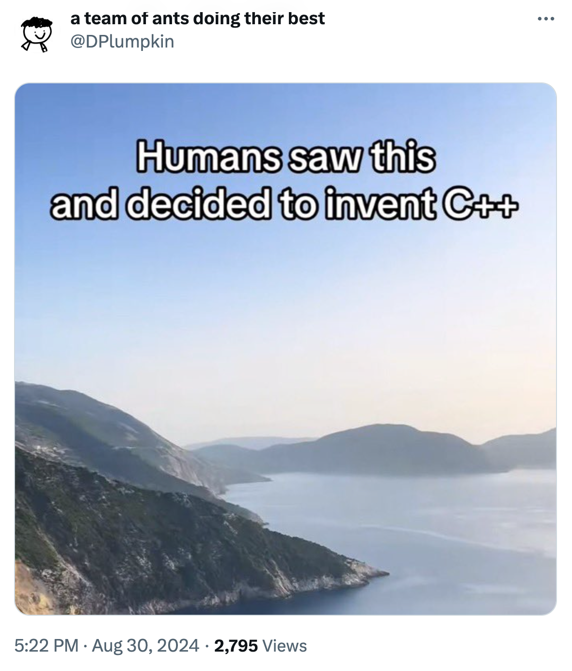 Humans Saw This meme of island ridges and the ocean.