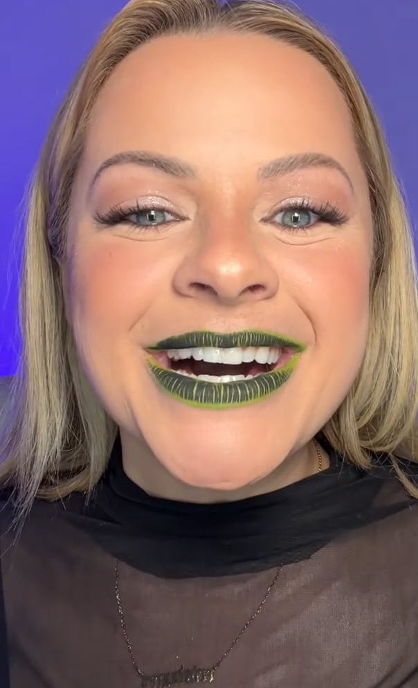 Beetlejuice lips on Erin Dugan Jurchak.