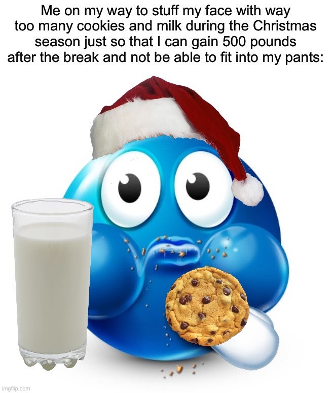 stuffing face christmas blue santa emoji