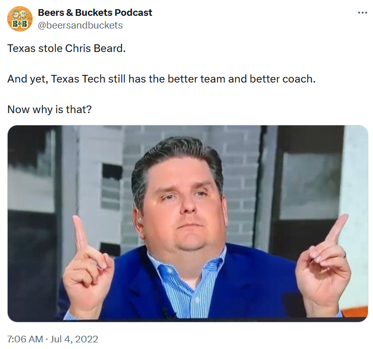 Brian Windhorst meme about Texas getting Chris Beard in a trade.