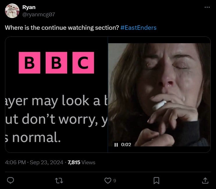 bbc iplayer not working woman lighting a cigarette and exploding