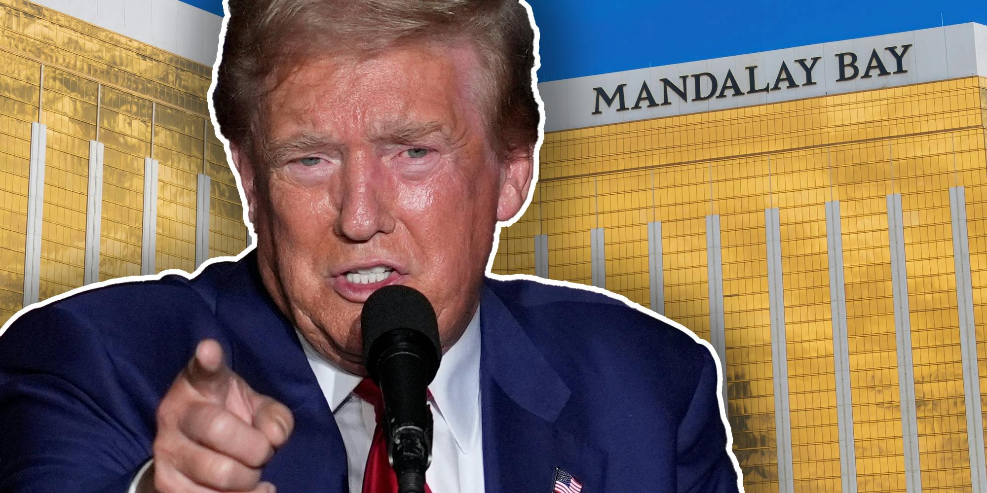 Donald Trump over Mandalay Bay hotel in Vegas