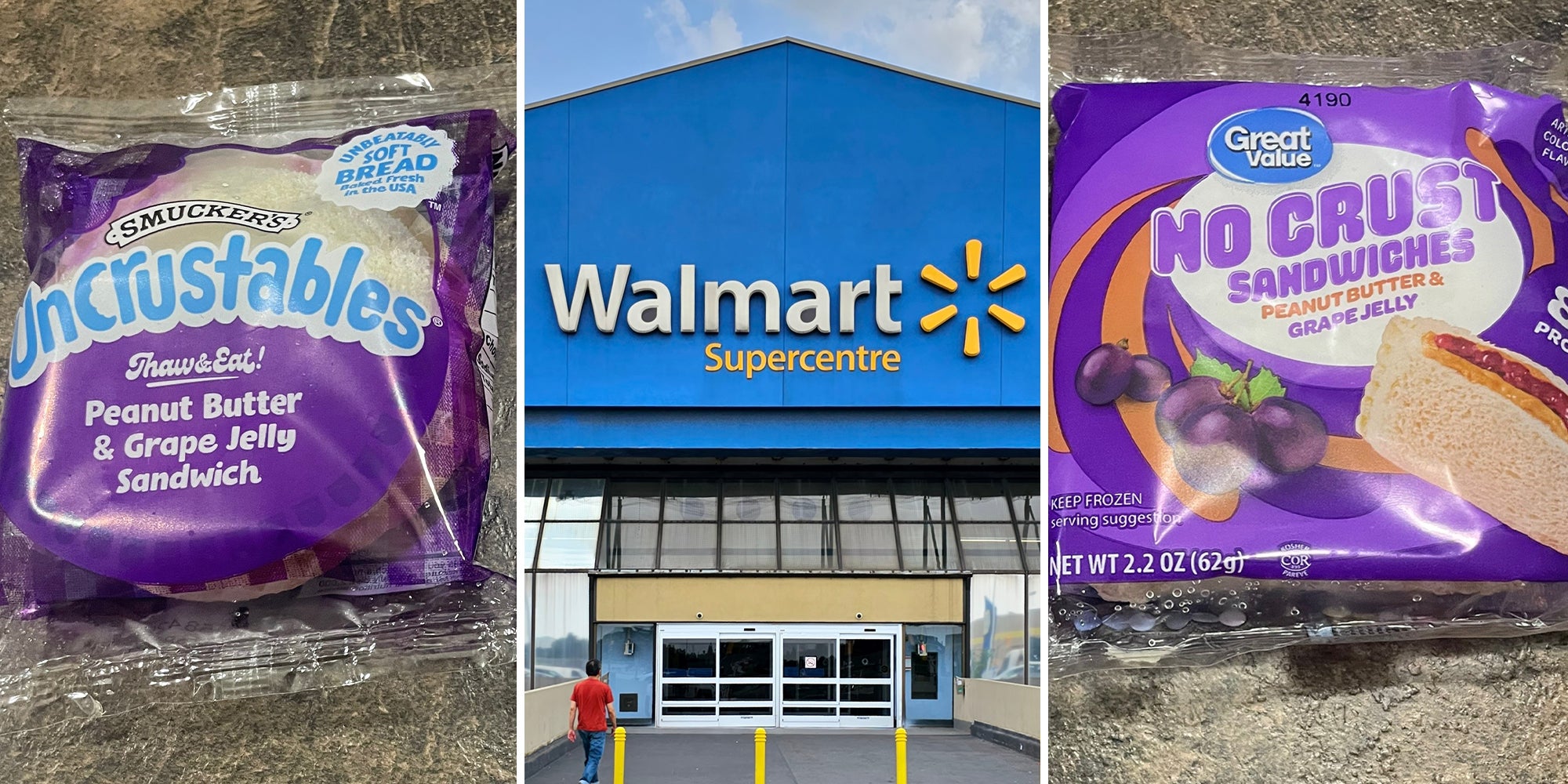 Walmart shopper compares Smuckers Uncrustables and the Great Value ones