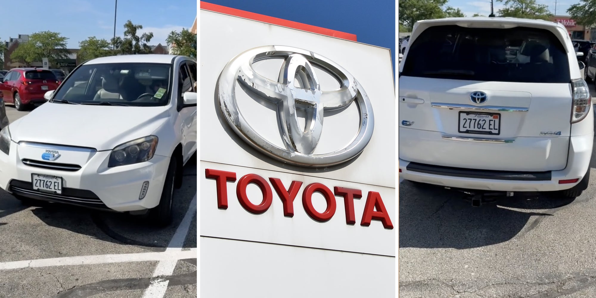 Toyota Rav4 front(l), Toyota sign(c), Toyota rav4 back(r)