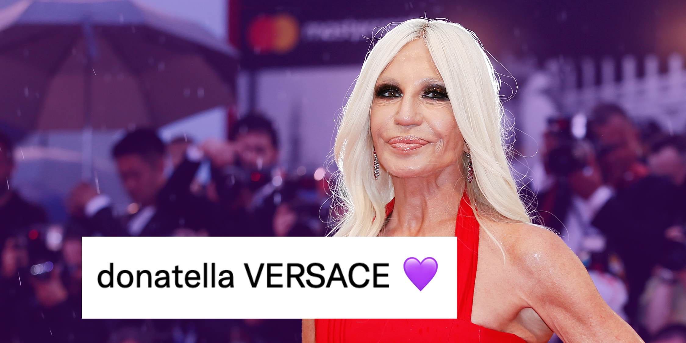 donatella vercase purple heart emoji