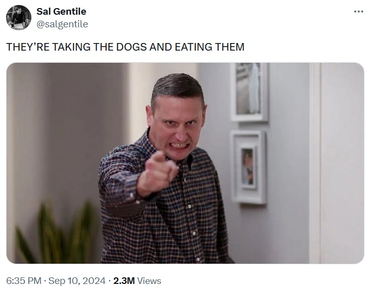 Eating pets meme with a screenshot from I Think You Should Leave.