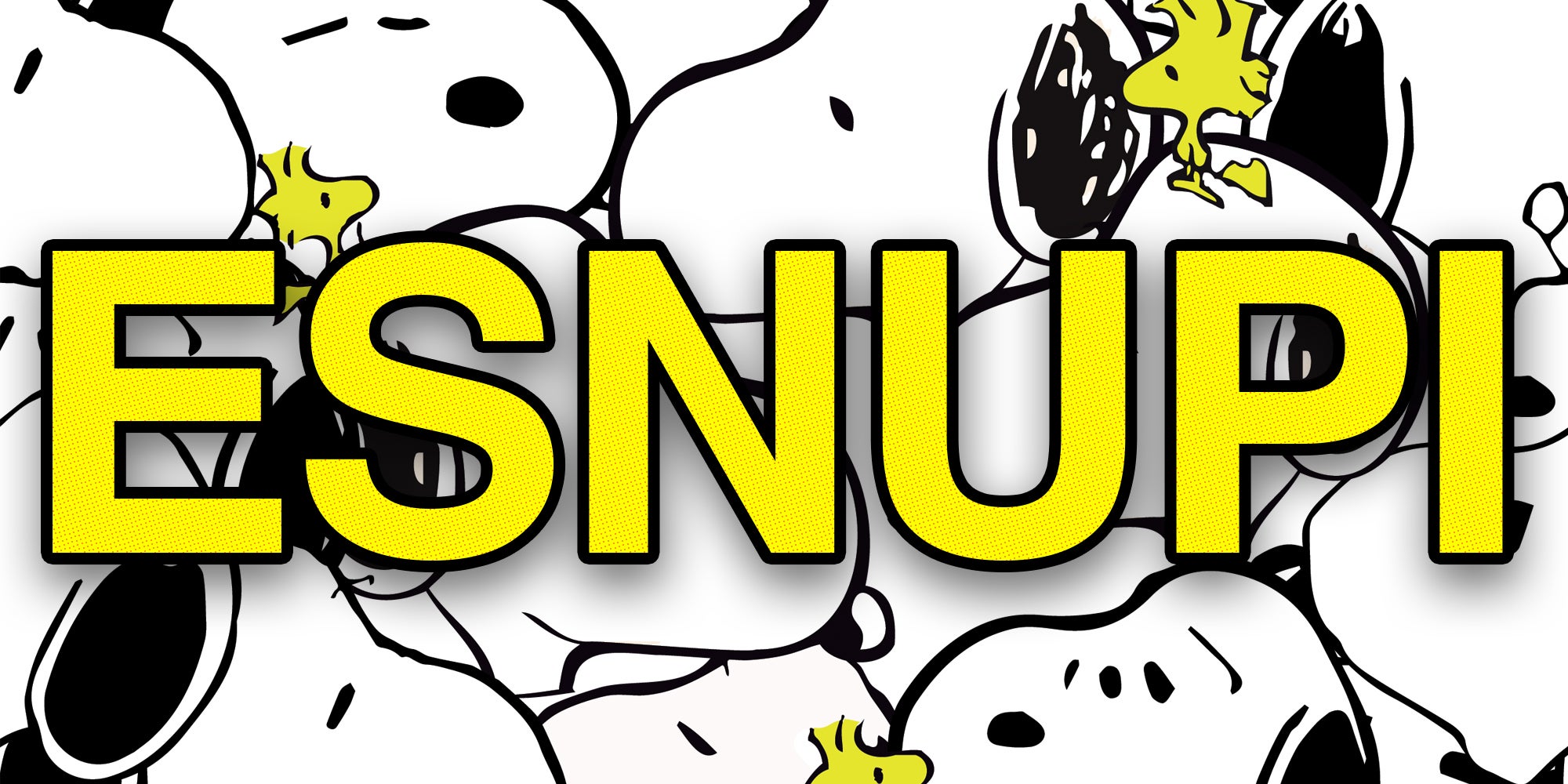Snoopy and Woodstock from Peanuts with text that says 'Esnupi'