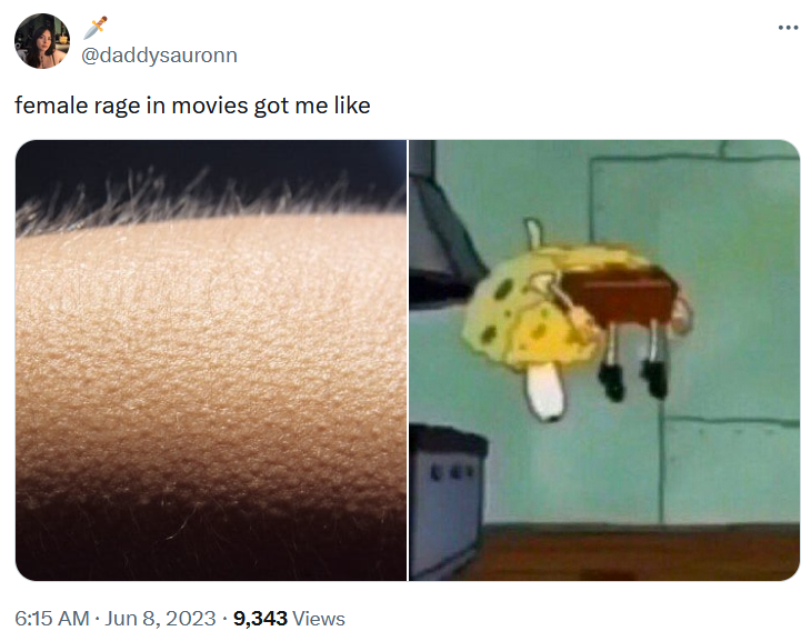 Floating SpongeBob meme about female rage.