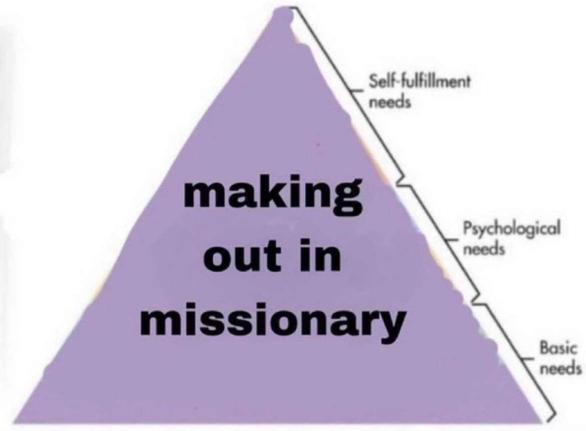 hierarchy of needs pyramid meme that's all making out in missionary