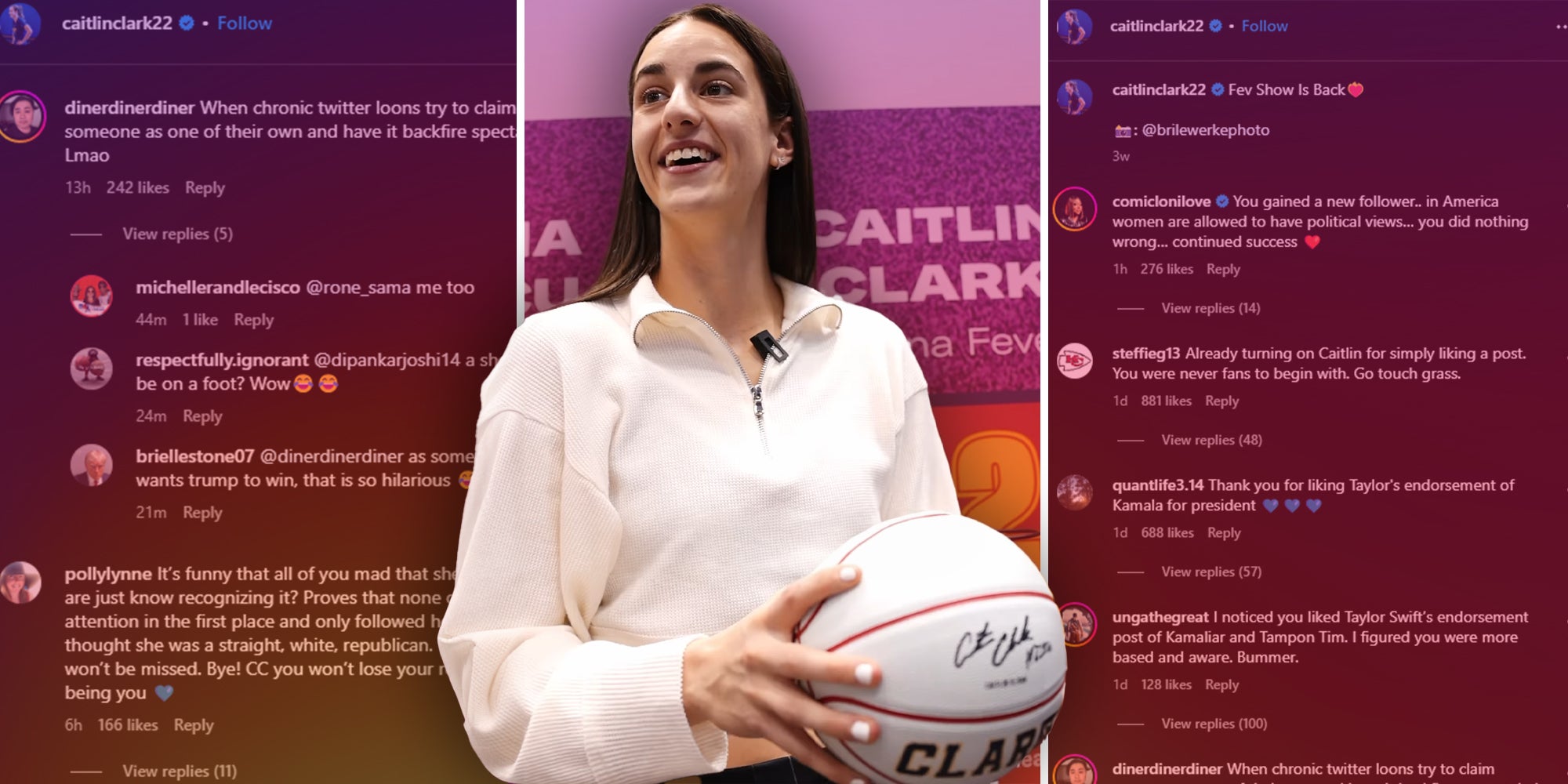 Caitlin Clark's Instagram flooded with outraged comments over her liking Taylor Swift's post endorsing Kamala Harris