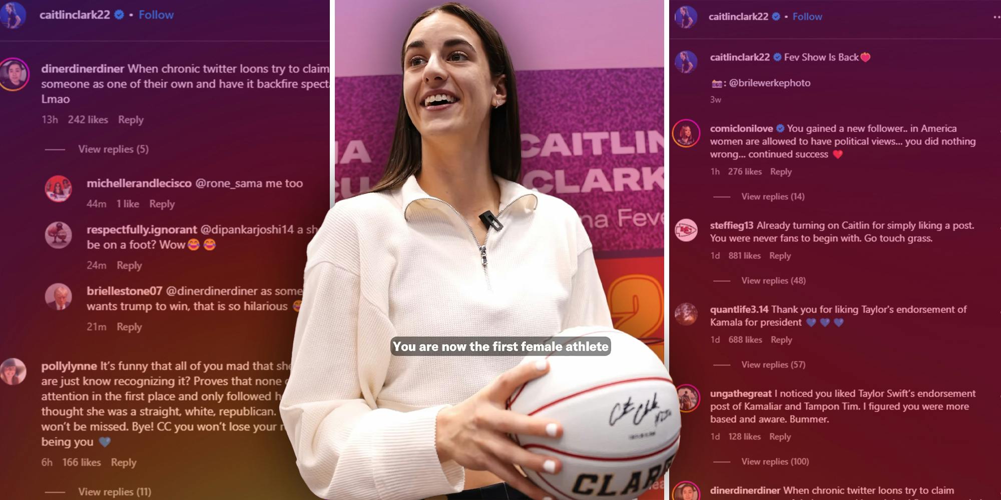 Caitlin Clark's Instagram flooded with outraged comments over her liking Taylor Swift's post endorsing Kamala Harris