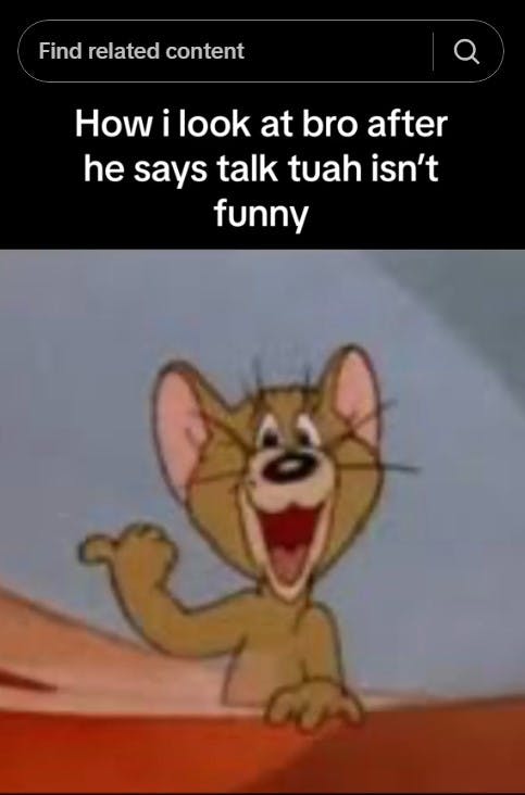 jerry laughts at someone saying 'talk tuah isn't funny'