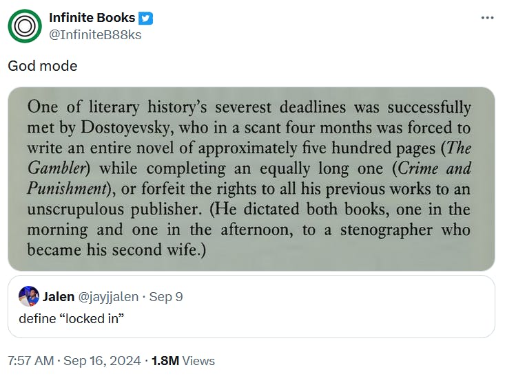 Lock in meme with an excerpt about Dostoyevsky.