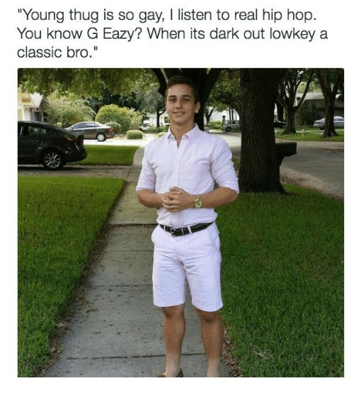 Lucky Luciano meme original meme about hip hop snobs.