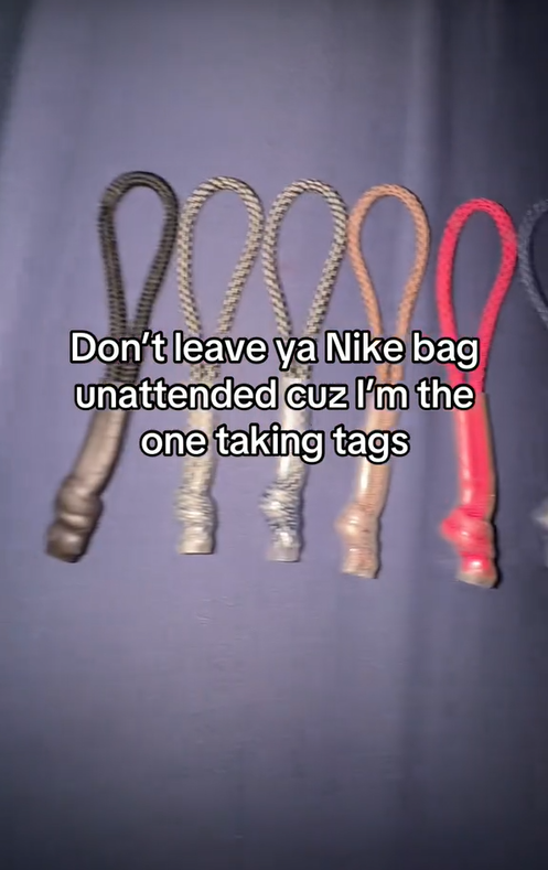 Nike Elite zipper trend video warning people not to leave their bags unattended.